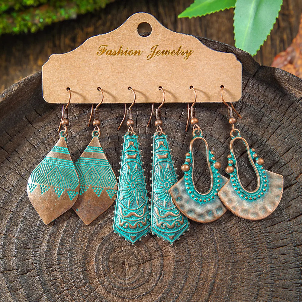Earthy Vibes: Antique Turquoise Drop Earrings