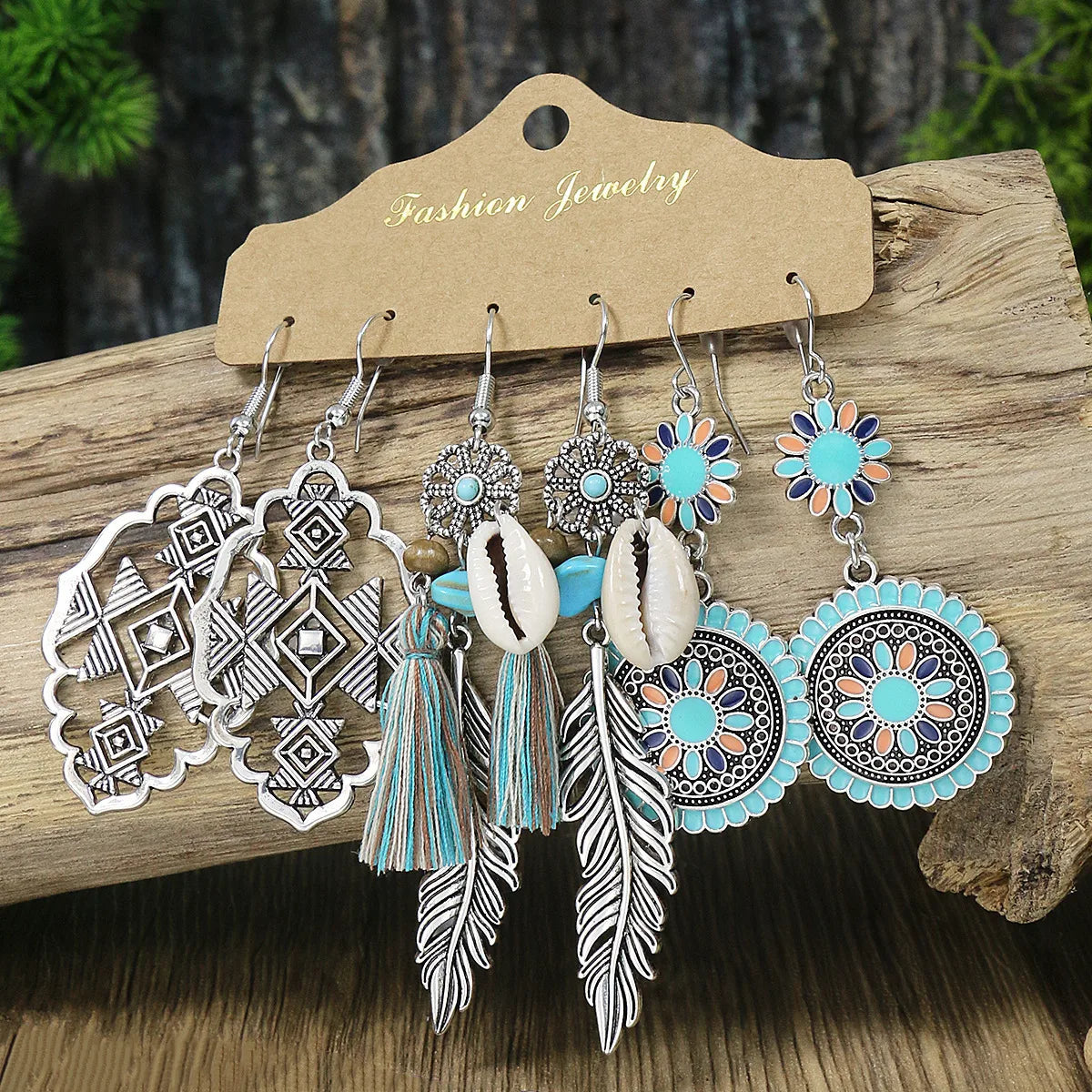 Turquoise Tales: Boho Chic Earring Set